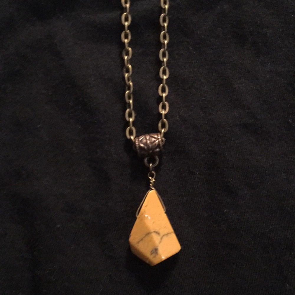 Natural Stone Pendant on Antiqued Brass Chain